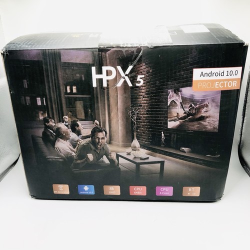 HPX5 LED Android 10.0 Projector 8K UHD 3840x2160 Includes Remote & Screen Bundle - Picture 1 of 6