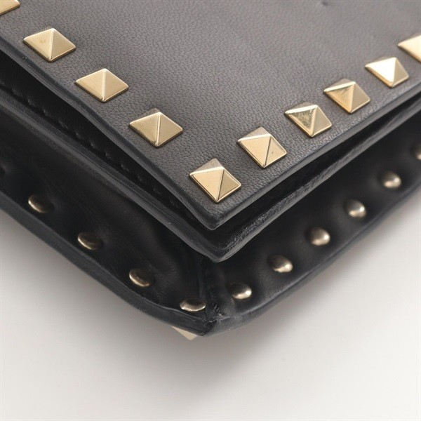 Valentino Garavani Rockstuds Leather Clutch Bag Black Women Used Authentic thumbnail 5