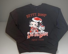 Betty Boop Sweatshirt Women s Black Sz L Santa Baby Christmas Sweater NEW