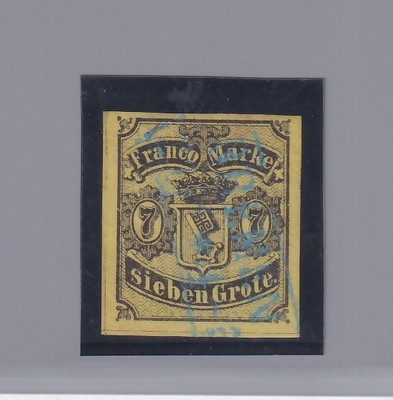 1855 Alte Deutsche Staaten Bremen: 7g. schwarz auf gelb (Nr. 3) SPL.  (279/s542)