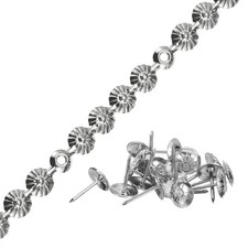 1Meter Flower Upholstery Tacks Strips Trim Sofa Decorative Nails, Silver