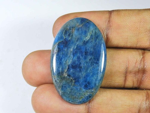 52Cts Genuine Neon Blue Apatite Oval Crystal Cabochon Loose Gemstone 25X39MM H22 - Picture 2 of 9