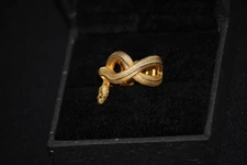 Gold Snake Ring Vermeil S925 Pit Viper Coppertist Wu Black Zircon Gemstone Eyes