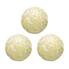 3Pcs Decorative Glass Balls 2.36 Inch Orbs Centerpiece Balls, Light Yellow