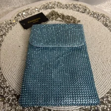 D’margeaux New York Blue Rhinestone Small Crossbody Bag Purse 5” X 8”