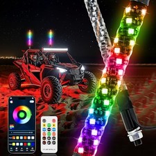 2PCS 1FT RGB Whip Lights,LED Whip Light with App  2PCS 1FT RGB Multicolor
