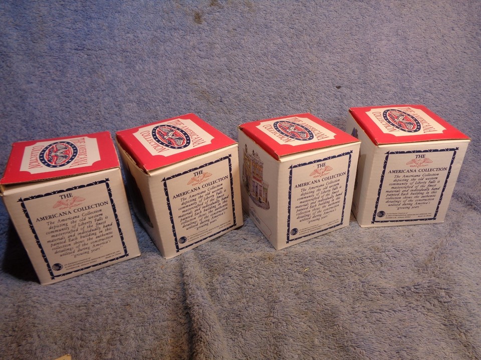 Vtg 1990's Liberty Falls Americana Collection Village 4 Lot Bakery Home ...