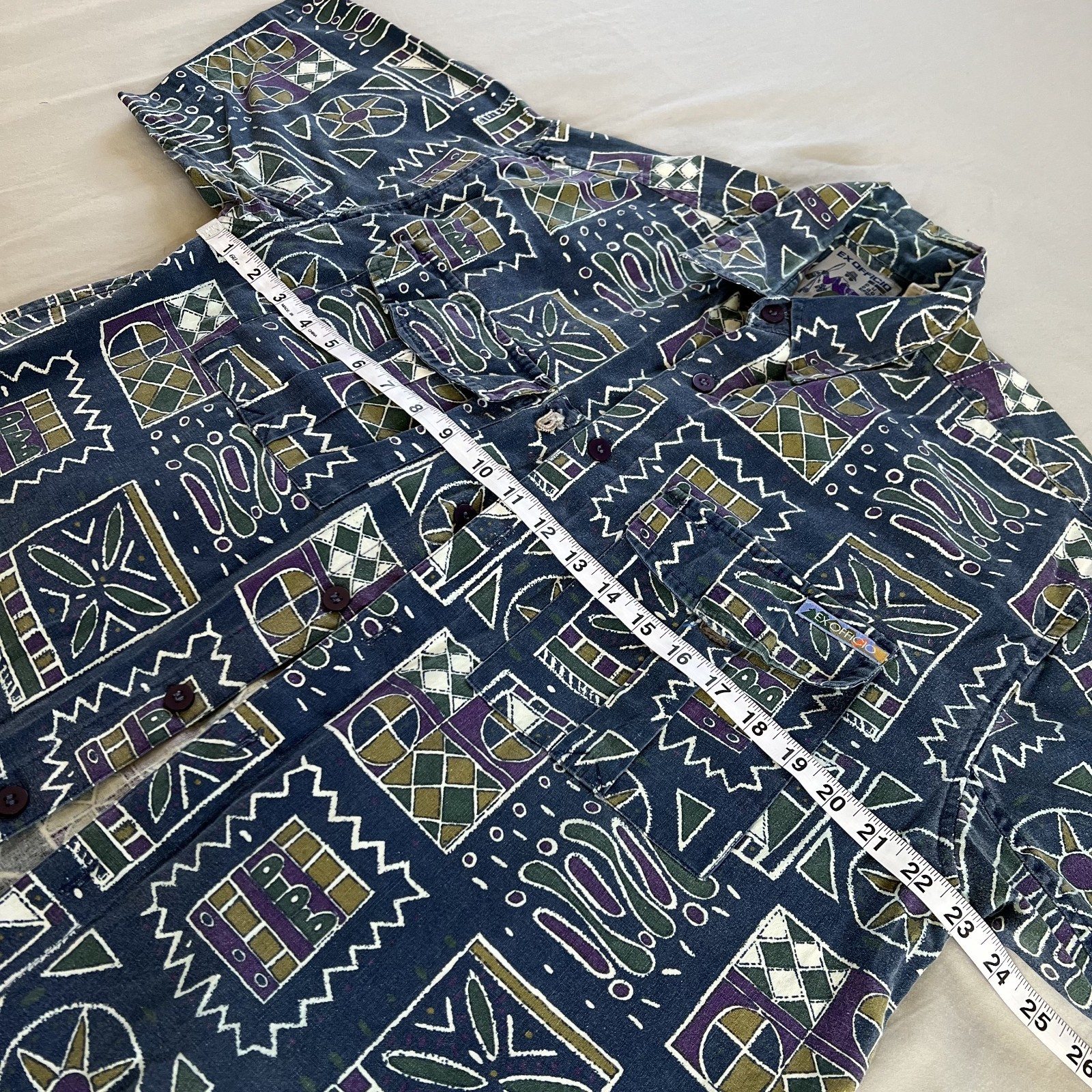 Vintage Patterned ExOfficio Collared Button-Up Sh… - image 4