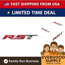 1Pc Tailgate Emblem Compatible with RST Letter Badge Inserts Chrome Red