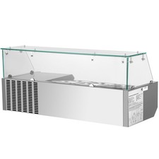 Uimoso 40" Countertop Refrigerated Prep Station with Glass Shield and 5 Pans
