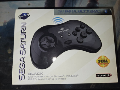 Sega Saturn Retro-bit Wireless Bluetooth Controller - Black OOP
