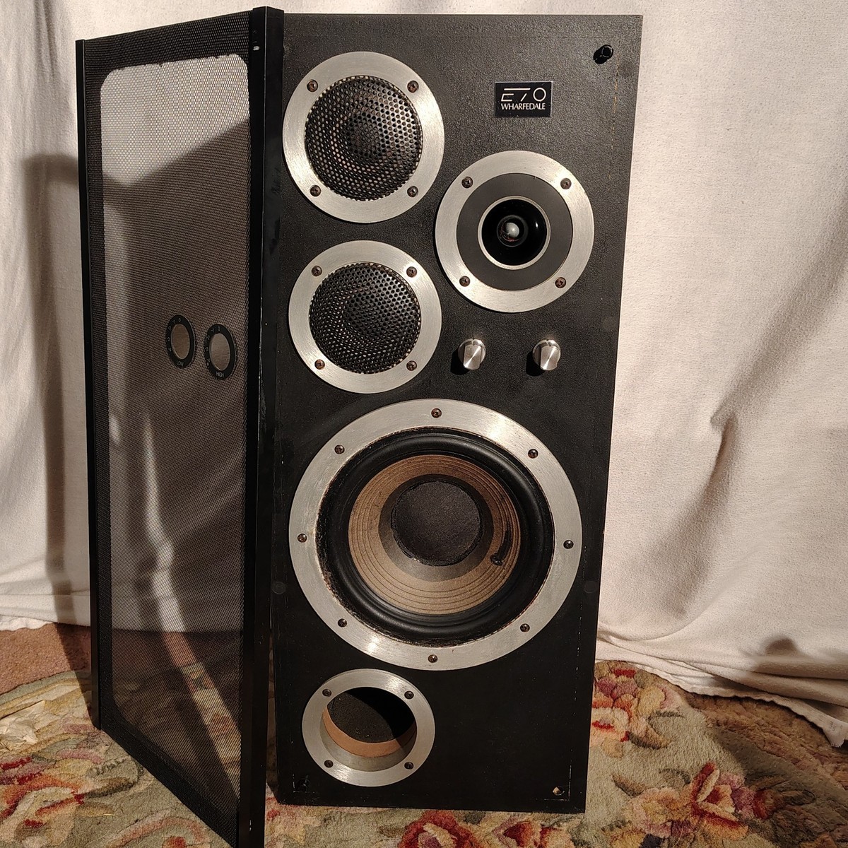Vintage Single Wharfedale E70 Speaker With Face Cover