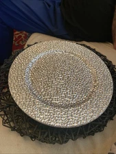 Decorative Cellini Silver Charger Party Plates Set Of 6 W/Decorative Under Plate