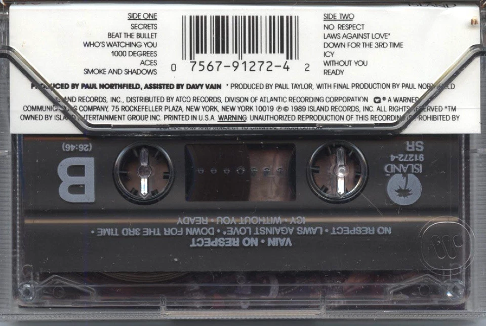 Vain - No Respect (Original Island Records Cass / 7 91272-4) - IN FACTORY SHRINK - Image 2 of 3