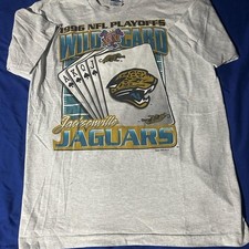 Vintage 1996 NFL Playoffs Jacksonville Jaguars Wild Card T-Shirt reprint VK16253