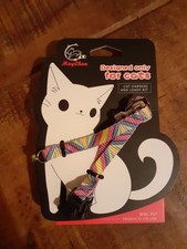 BNWT Cat/Small Dog Multicoloured Nylon Webbing Harness and Lead Set