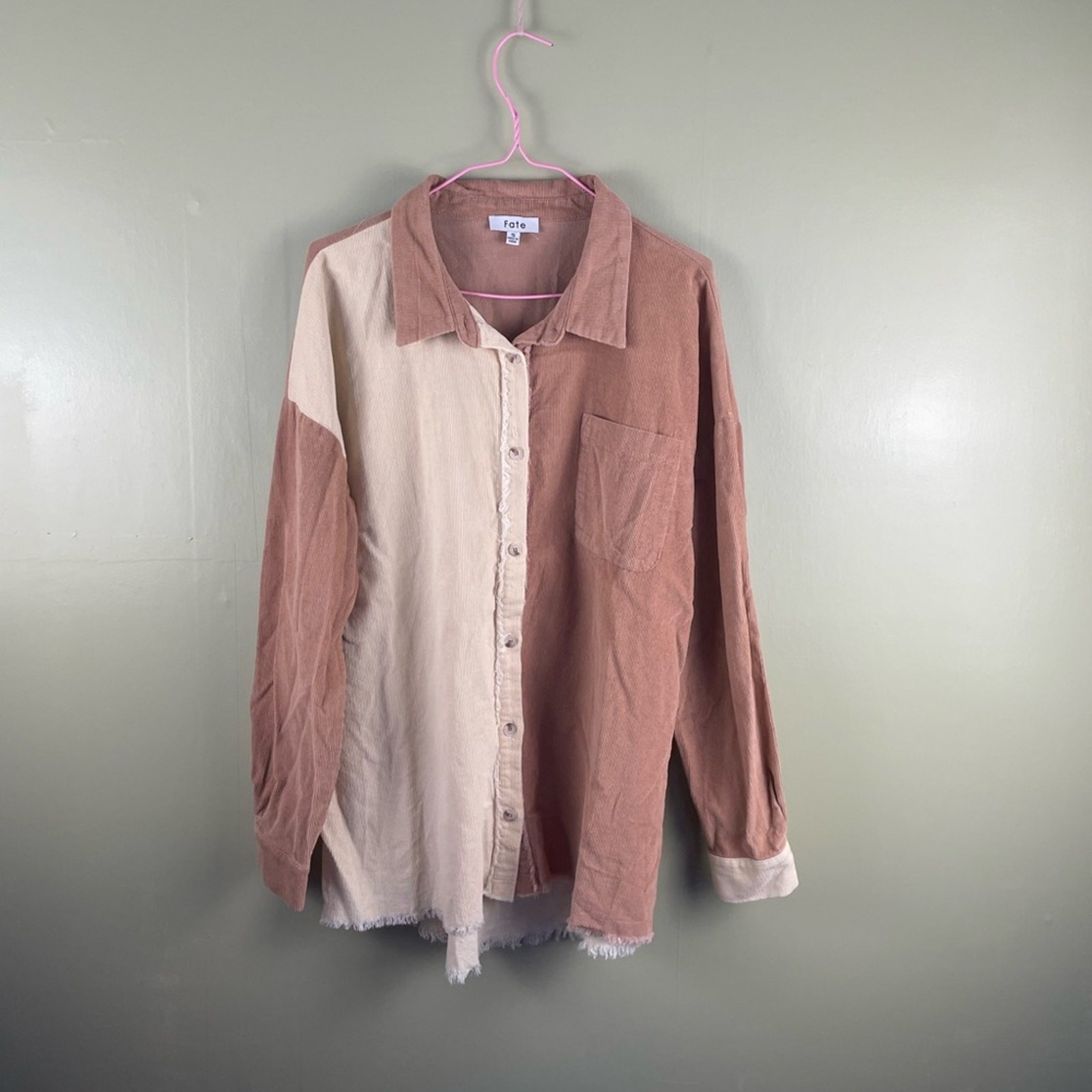 FATE colorblock button down shacket - image 1