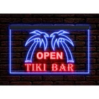 Open Tiki Bar Beer Cocktails Man Cave Illuminate Neon Sign Dual Color Two Tone