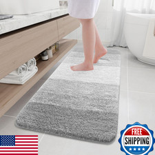 Arotive Microfiber Shaggy Bath Rug, 59"x20" - Soft, Absorbent, Non-Slip, Grey