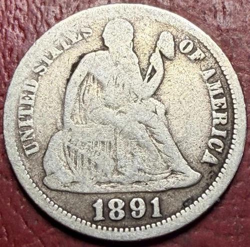 1891-O Seated Liberty Dime. Free Shipping