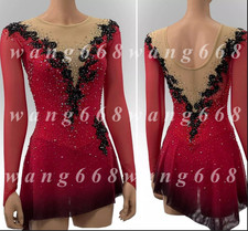 Ice Figure Skating Dress Rhythmic Gymnastics Twirling Competition red dyeing