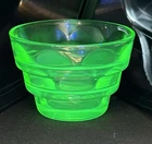 Green Depression Uranium Glass Small Tiered Dessert/Trinket Dish 2.5”D
