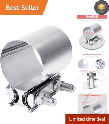 High-Quality 360-Degree Exhaust Clamp - Fits 2.75-Inch Pipes for Leak Prevention