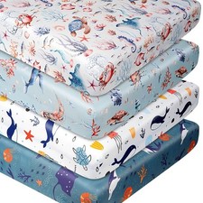 Fitted Baby Crib Sheets Set of 4, Unisex Crib Sheets for Boys Girls, Soft Neu...