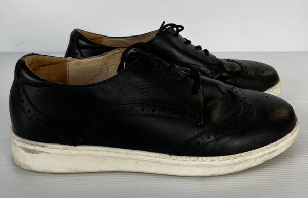 BARED DOVEKIE SIZE 42 WOMENS BLACK LEATHER BROGUE LACE UP OXFORD SHOES COMFORT