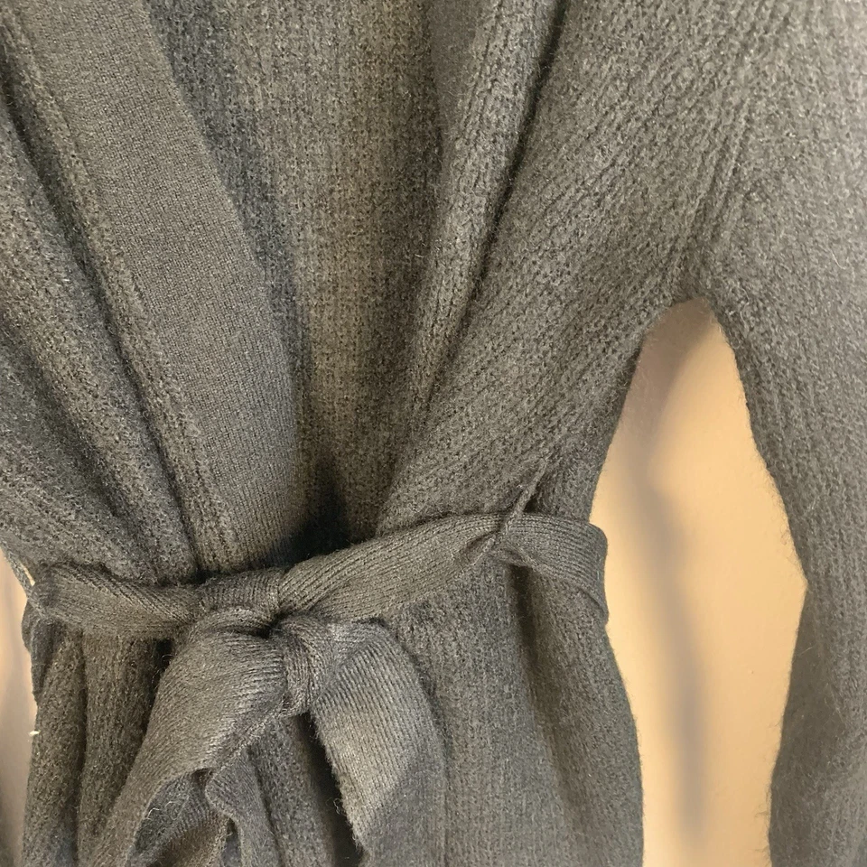 Suéter Cárdigan Acanalado con Cinturón H&M Negro Talla S Nuevo con Etiquetas Foto 2 de 4