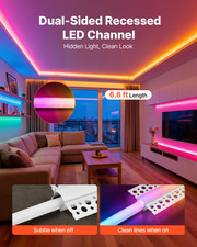 10-Pack Plaster-In LED Aluminum Channel Trimless Recessed 6.6FT w/ Diffuser