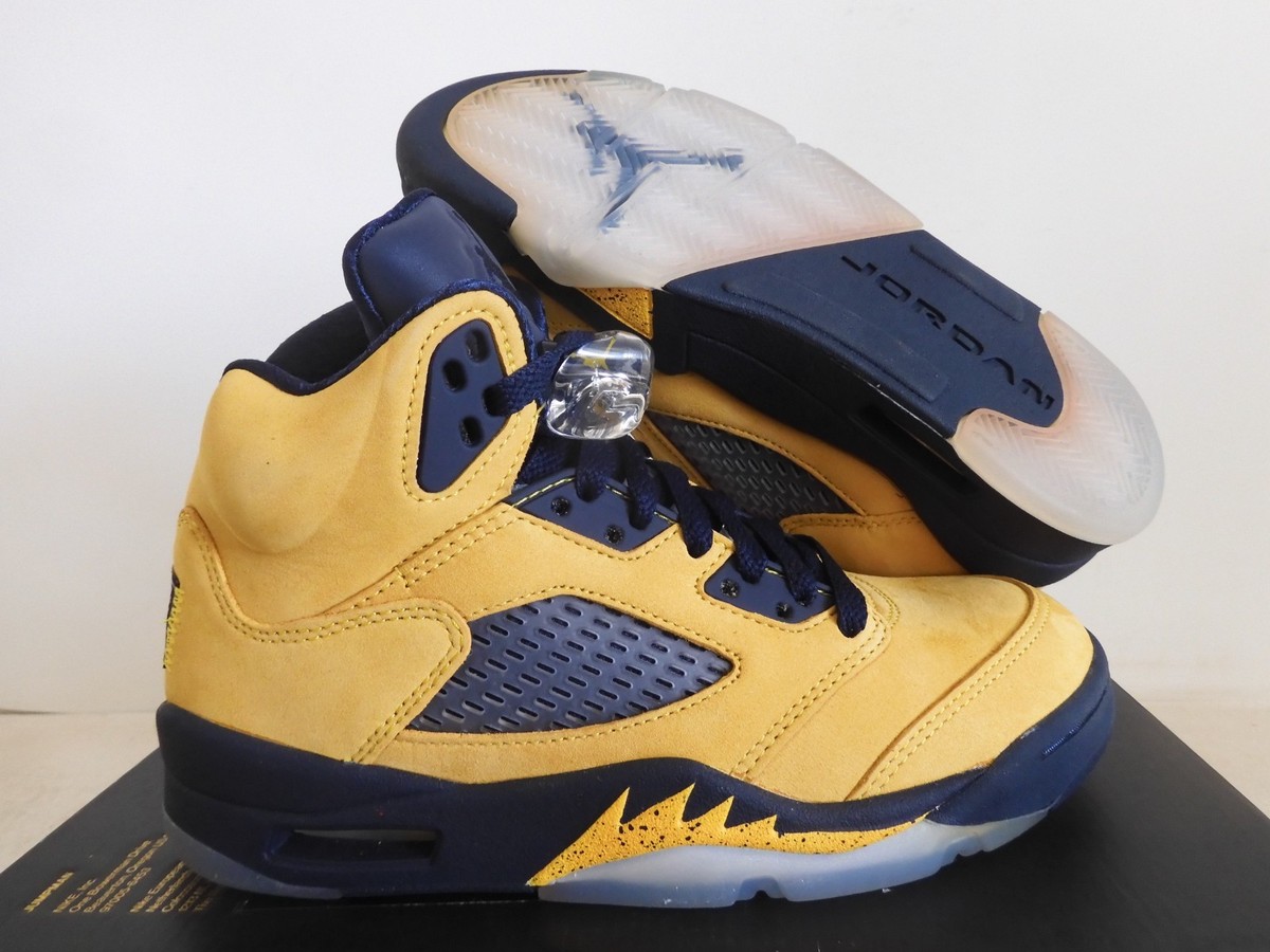 Nike Air Jordan 5 Retro Se Michigan Yellow-College Navy Blue Sz