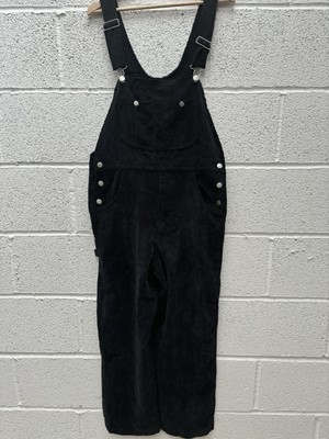 Vintage Wego Women's Black Cord Dungarees Size Medium UK