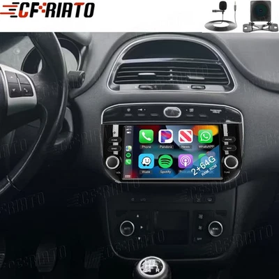 CAMECHO Autoradio Android 15 Carplay Für Fiat Grande Punto EVO 199 Linea 2012-2017 Navi