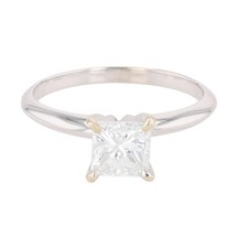 GIA 1.00ct Princess Cut Diamond Solitaire Engagement Ring 14k White Gold Size 6
