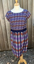 Boden Size 12 R Silk Mix Shift Dress Geometric Print Lined Charity Sale