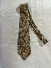 Hanover Square Mens 100 Silk tie: Tan  teal Geometric Pattern 58  tie; Italy