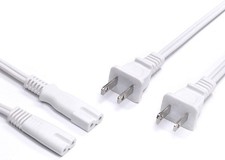 2 Prong AC Power Cord - NEMA 1-15P to C7 - Both Styles - 18 AWG - White, 15 Feet