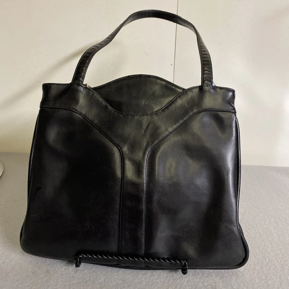 Винтажный LOU TAYLOR сумочка черный W позолоченный отделки, кожаный зеркало 70 Дамская сумка - Изображение 3 из 4