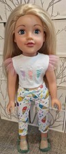 DesignaFriend 18inch doll w Blonde Hair, Ice Cream Pants & Top, Green Sandals
