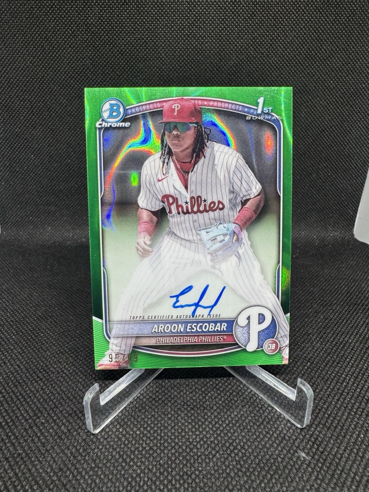 2025 Bowman Aroon Escobar 1st Chrome Prospect Green Lava Auto /99 #CPA-AE  RC