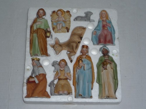 VINTAGE HOMCO (9) PIECE NATIVITY SET #5603 VERY NICE NO CHIPS BITES OR REPAIRS