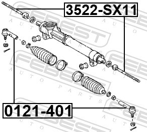 Front FEBEST 3522-SX11 Inner Tie Rod for GEELY
