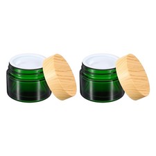 2Pcs, Empty Cosmetic Containers 50g/1.76oz Glass Jar with Leakproof Lids Green