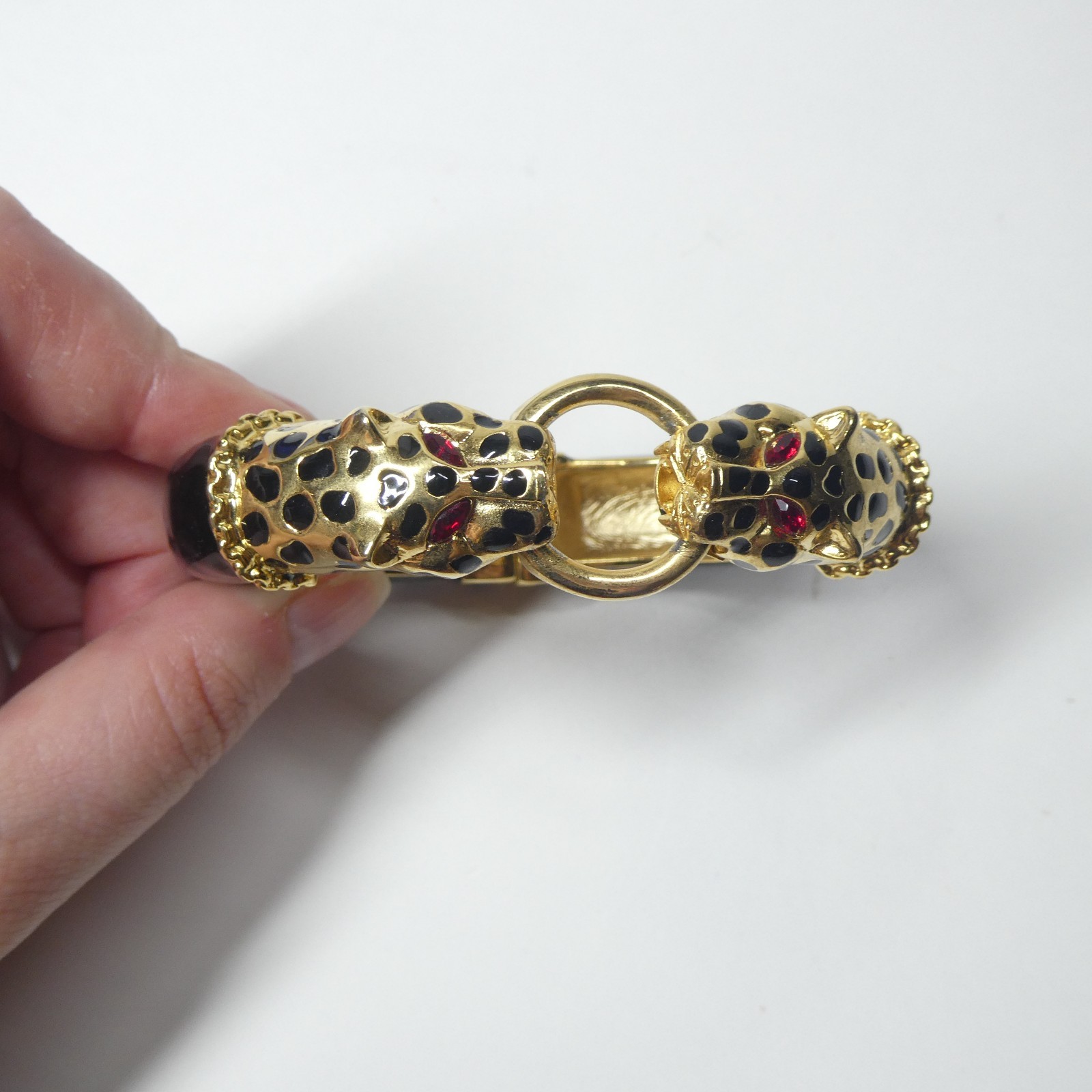 Double Leopard Head Bracelet KJL Kenneth Lane Bla… - image 4