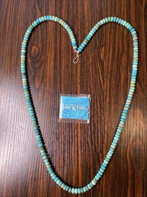 Jay King  Natural Turquoise 8mm Beaded Sterling Silver Necklace 36 
