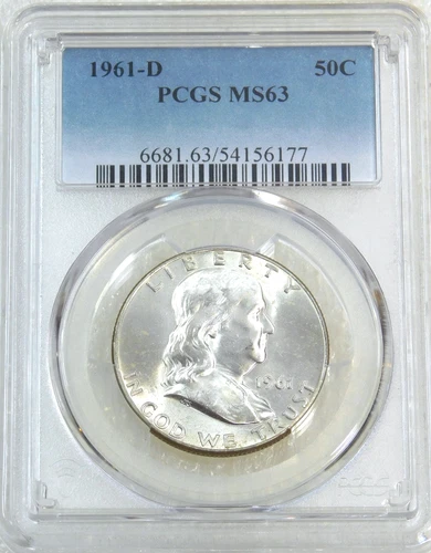 1961 D Franklin Half Dollar PCGS MS63 98% FBL Frosty PQ Just Graded #V262A