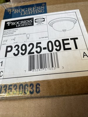 Progress Lighting 2-Light Brushed Nickel Flush Mount Brushed Nickel P3925-09ET