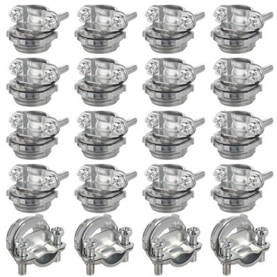 20 PCS Clamp Type Cable Connector 1/2 Inch Conduit Electrical Box Wire Zinc