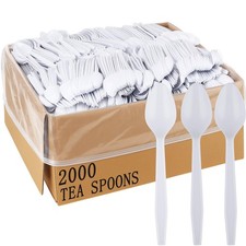 2000 Pcs White Plastic Teaspoons Disposable Spoons Cutlery Bulk Utensils for ...